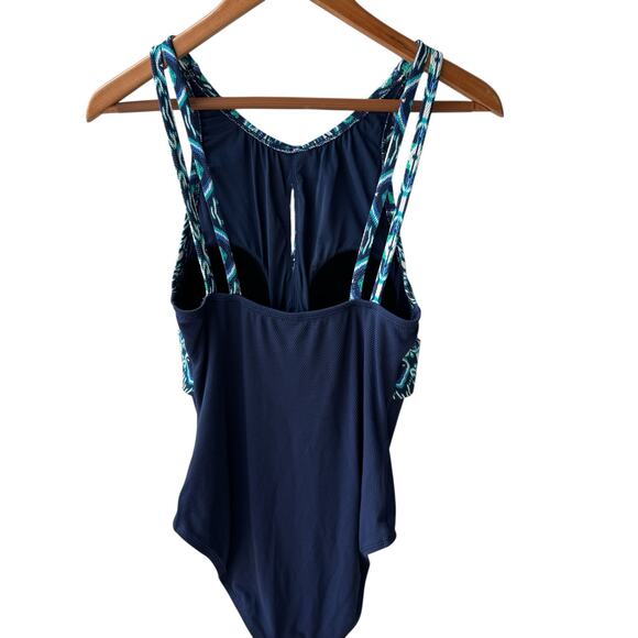 TOMMY BAHAMA One-Piece Swimsuit Size 10 Island Cays Ikat High Neck - Picture 3 of 11